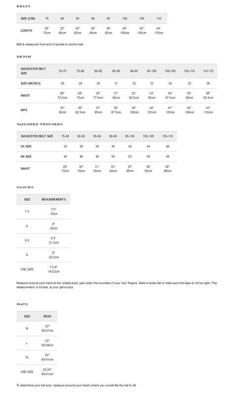 Burberry pants size guide